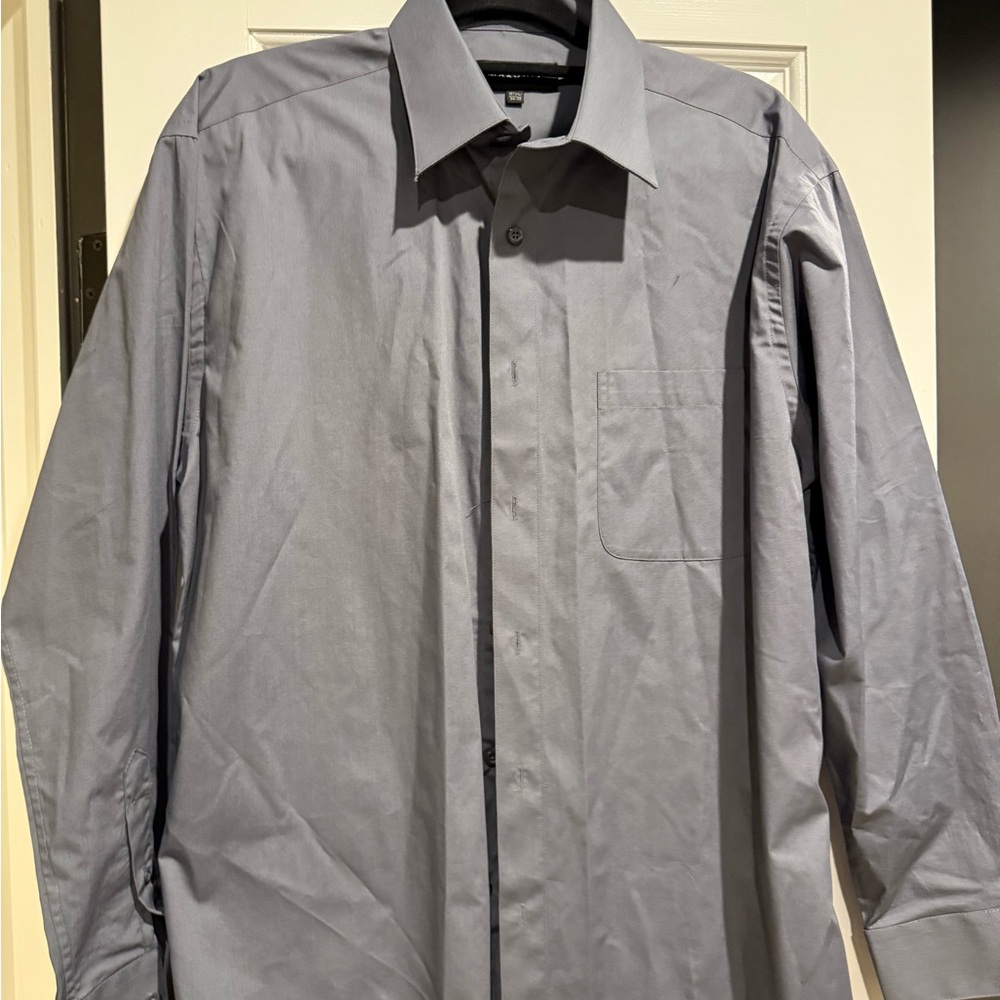 Marquis mens button down shirt Size 16 1/2 and 34/35 dark grey